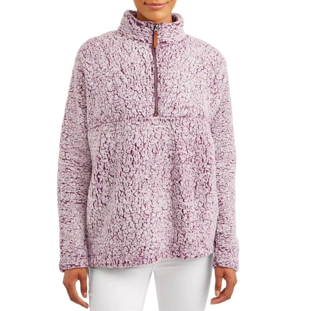 Time and Tru | Purple Snow Tipped Quarter Zip Teddy Jacket | Medium 8-10